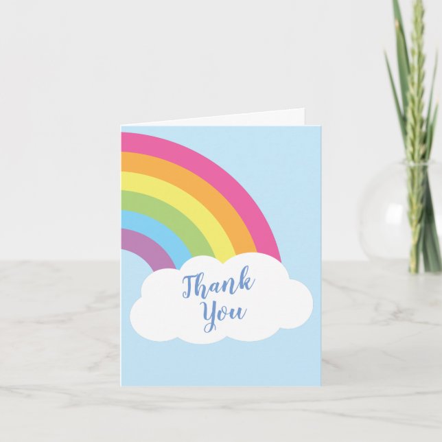 Rainbow Baby Shower Letterpress Thank You Card (Front)