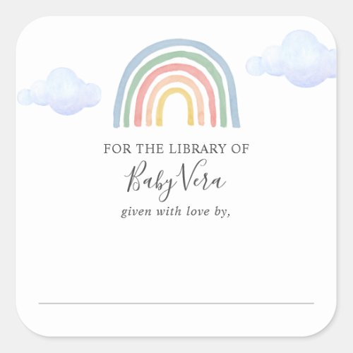 Rainbow Baby Shower Library Square Sticker