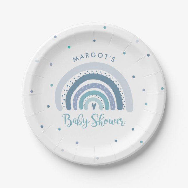 Rainbow Baby Shower Muted Pastel Rainbow Paper Plates (Front)