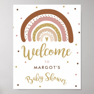 Rainbow Baby Shower Muted Pastel Rainbow Welcome Poster