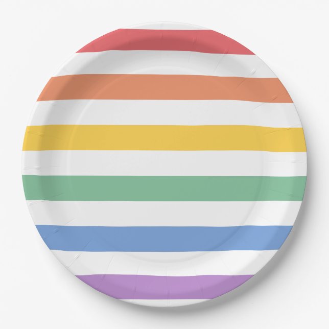 Rainbow Baby Shower or Birthday  Paper Plates (Front)