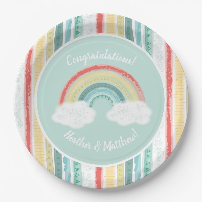Rainbow Baby Shower Paper Plates (Front)