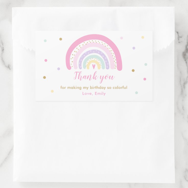 Rainbow Baby Shower Pastel Favor Rectangular Sticker | Zazzle