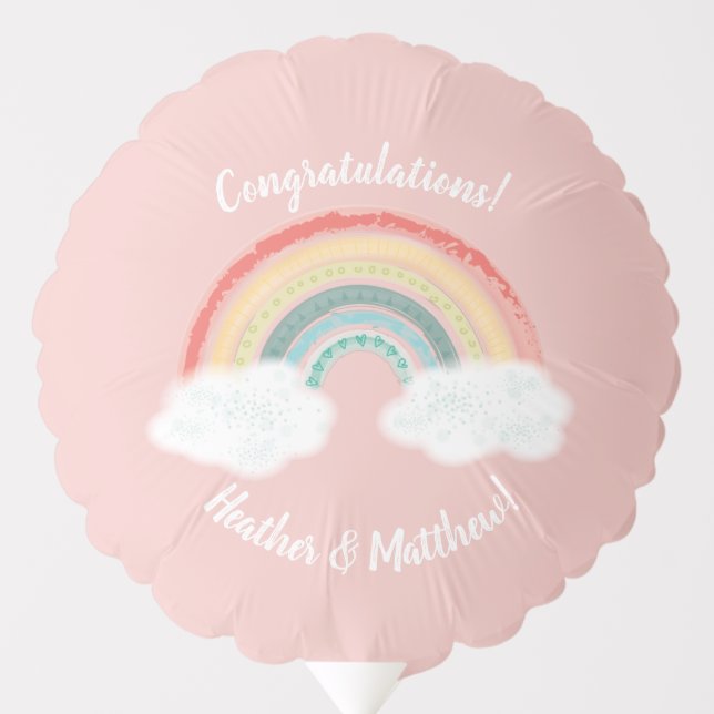 Rainbow Baby Shower Pink Balloon (Front)