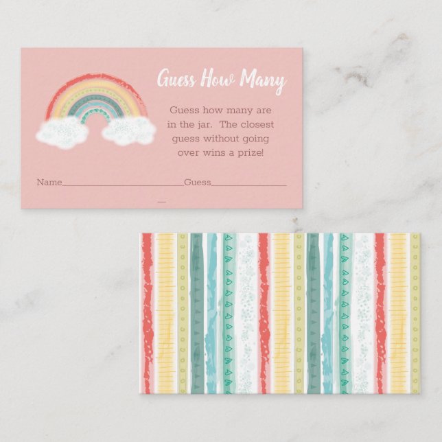 Rainbow Baby Shower Pink Enclosure Card (Front/Back)