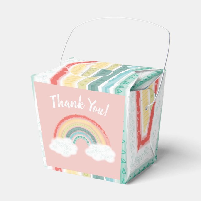 Rainbow Baby Shower Pink Favor Boxes (Front Side)