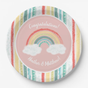 Rainbow Baby Shower Pink Paper Plates
