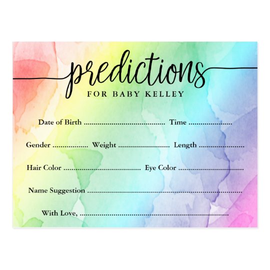 Rainbow Baby Shower Predictions Card | Zazzle.com