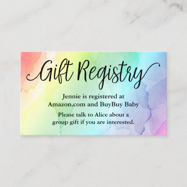 Rainbow Baby Shower Registry Shower Insert Card Zazzle