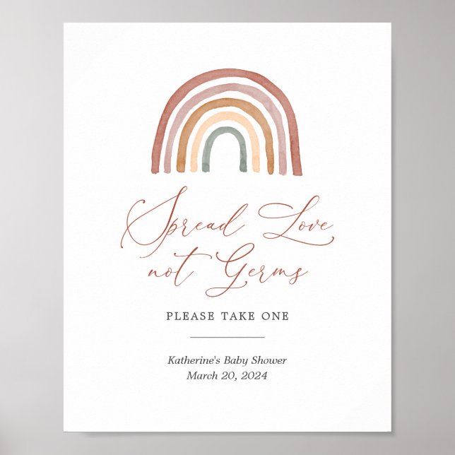 Rainbow Baby Shower Sanitizing Station Sign (Front)