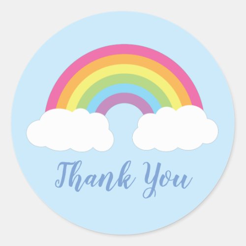 Rainbow Baby Shower Thank You Classic Round Sticker