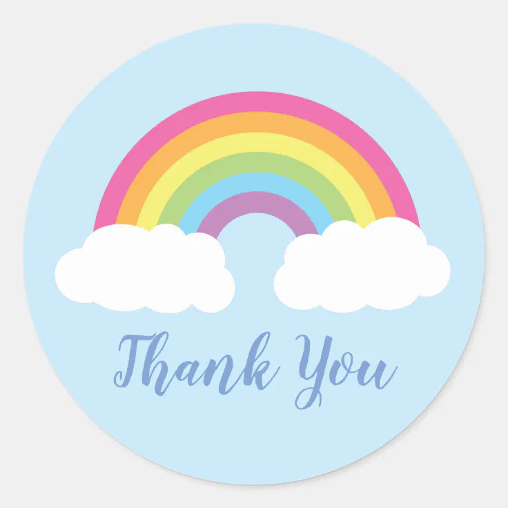 Rainbow Baby Shower Thank You Classic Round Sticker | Zazzle