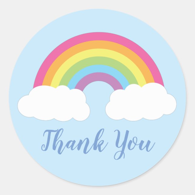 Rainbow Baby Shower Thank You Classic Round Sticker (Front)