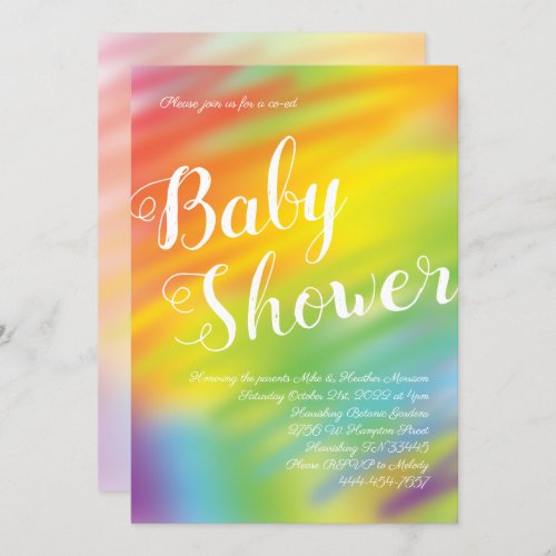Rainbow Baby Shower Watercolor Gender Neutral Invitation
