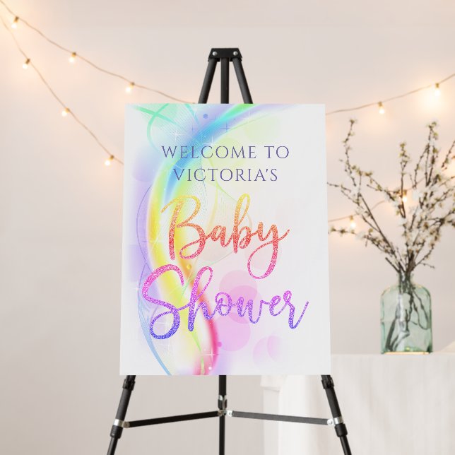 Rainbow Baby Shower Welcome Sign  (In Situ (Stand))