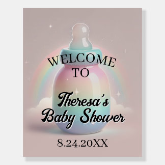 Rainbow Baby Shower Welcome Sign