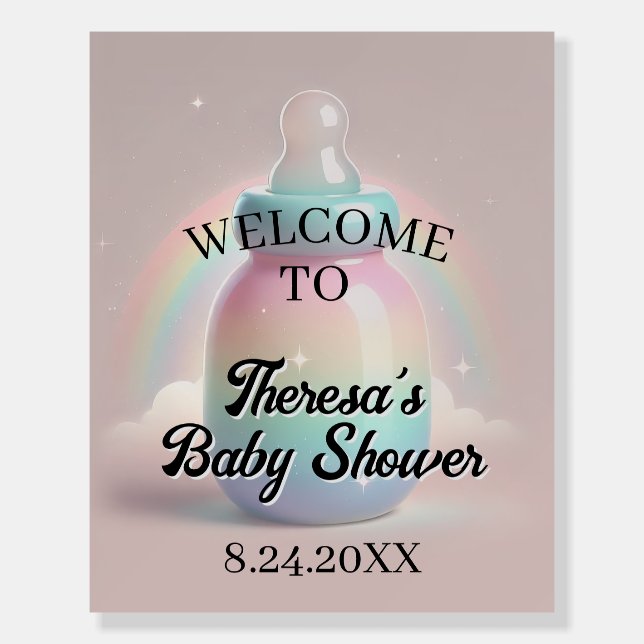 Rainbow Baby Shower Welcome Sign (Front)