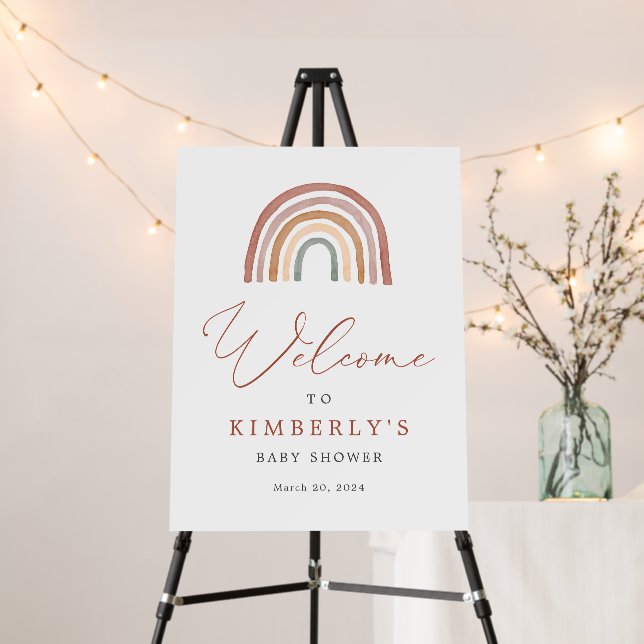 Rainbow Baby Shower Welcome Sign Foam Board (In Situ (Stand))