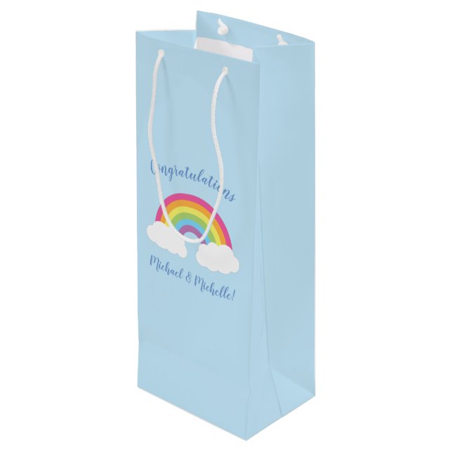 Rainbow Baby Shower Wine Gift Bag (Back Angled)