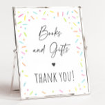 Rainbow Baby Sprinkle Books & Gifts Sign<br><div class="desc">This adorable design features colorful watercolor sprinkle confetti.</div>