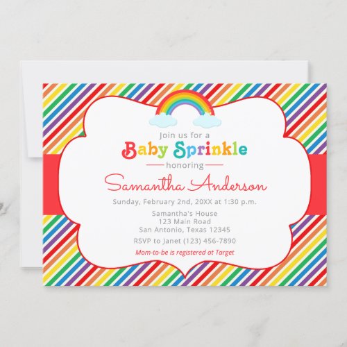Rainbow Baby Sprinkle Colorful Baby Shower Invitation