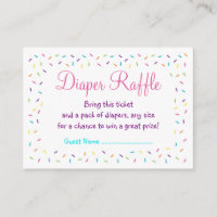 Rainbow Baby Sprinkle Diaper Raffle Tickets Enclosure Card