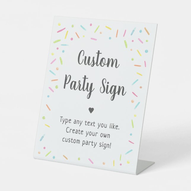 Rainbow Baby Sprinkle Editable Party Pedestal Sign (Front)