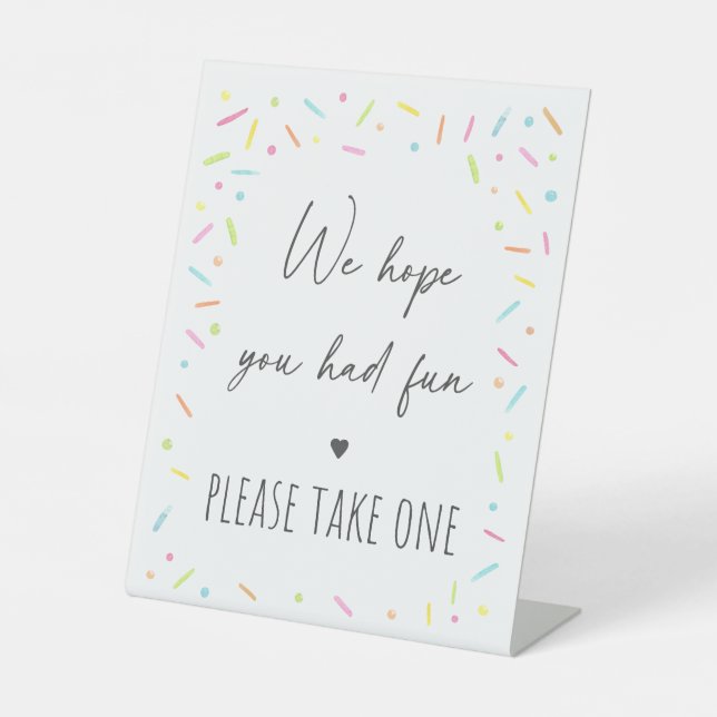 Rainbow Baby Sprinkle Party Favor Pedestal Sign (Front)