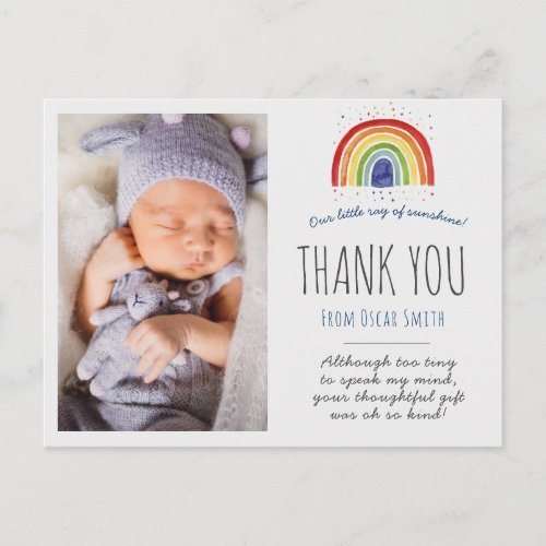 Rainbow baby thank you card rainbow thank you postcard