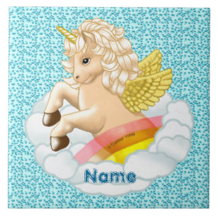 Rainbow Baby Unicorn Ceramic Tile