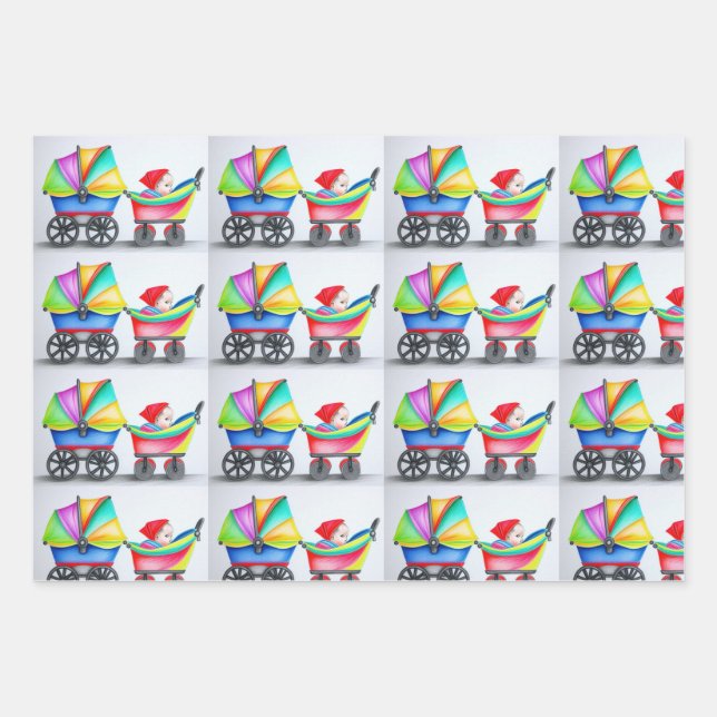 Rainbow Baby Wrapping Paper Sheets (Front)
