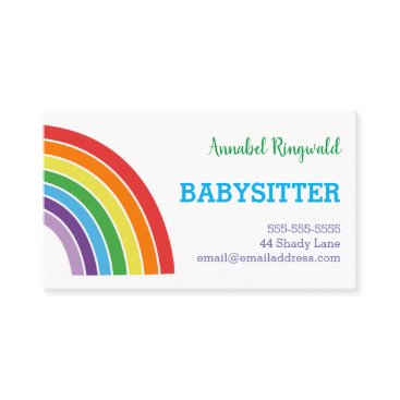 Rainbow Babysitter Childcare Provider Pretty Business Card Rainbow Babysitter Childcare Provider Pretty Business Card