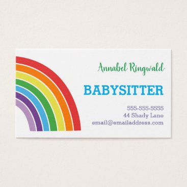 Rainbow Babysitter Childcare Provider Pretty Business Card Rainbow Babysitter Childcare Provider Pretty Business Card