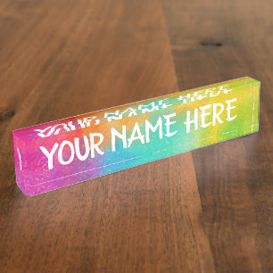 Rainbow background - Customize your own Desk Name Desk Name Plate