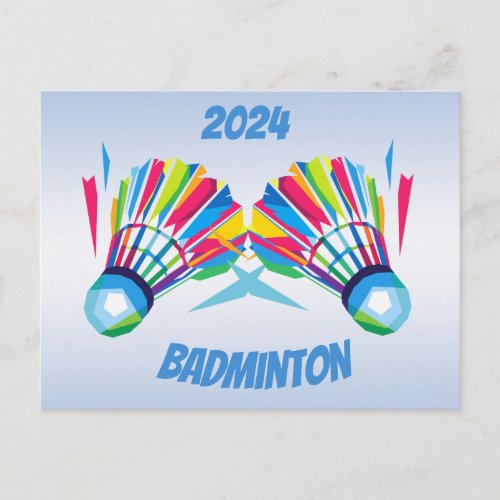 Rainbow Badminton 2024 Calendar on Back Postcard
