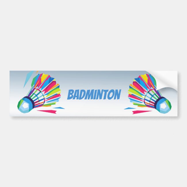 Rainbow Badminton Shuttlecock Blue Bumper Sticker