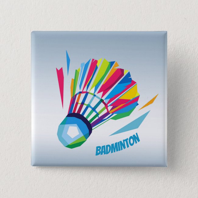 Rainbow Badminton Shuttlecock Blue Button
