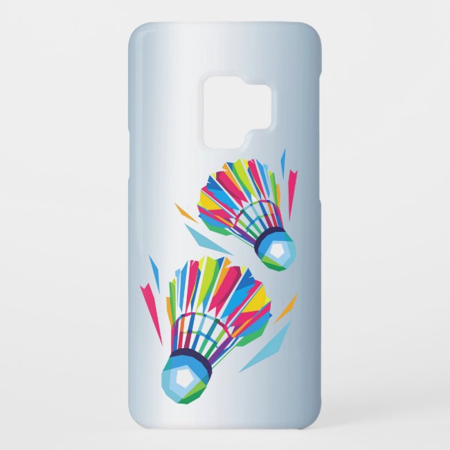 Rainbow Badminton Shuttlecock Blue Galaxy S9 Case