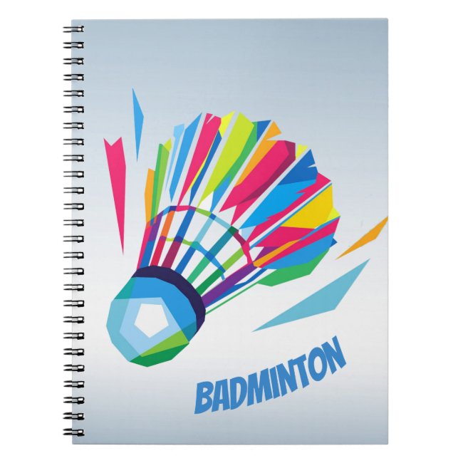 Rainbow Badminton Shuttlecock Blue Notebook