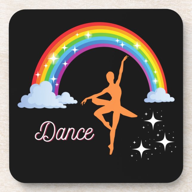 Rainbow Ballerina Dance Beverage Coaster (Front)