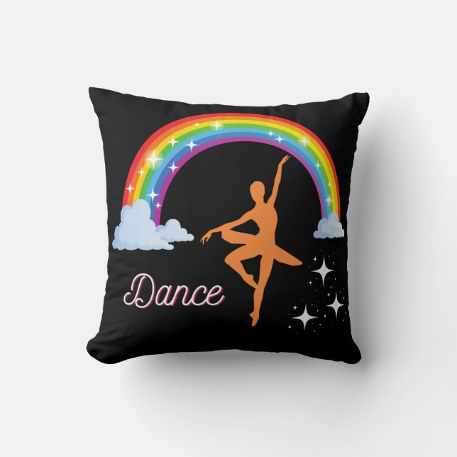 Rainbow Ballerina Dance Throw Pillow (Front)