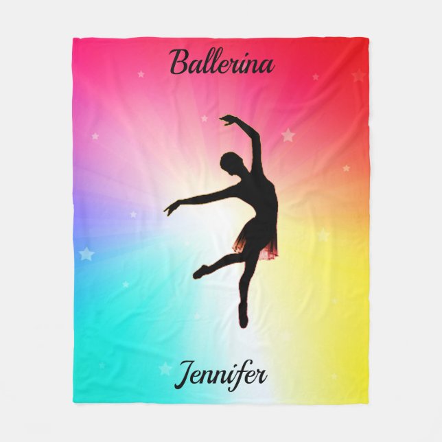 Rainbow Ballerina Fleece Blanket (Front)