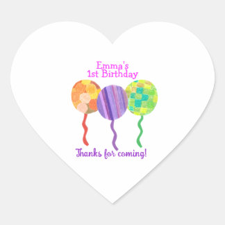 Rainbow balloon 1st birthday sticker