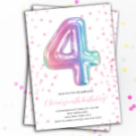 Rainbow Balloon 4th Birthday Girl Party Number Invitation<br><div class="desc">Rainbow Balloon 4th Birthday Girl Party Number Invitation

Customize this invitation with the text using the Edit button to personalize your invitations.</div>