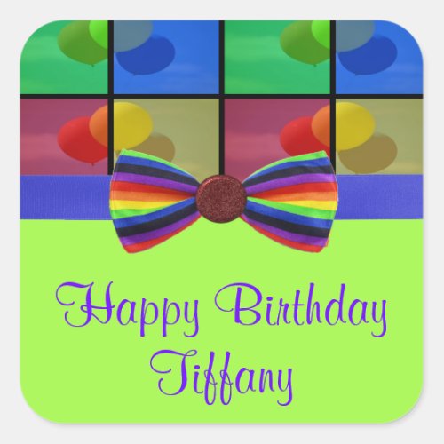 Rainbow Balloon Birthday Celebration Square Sticker