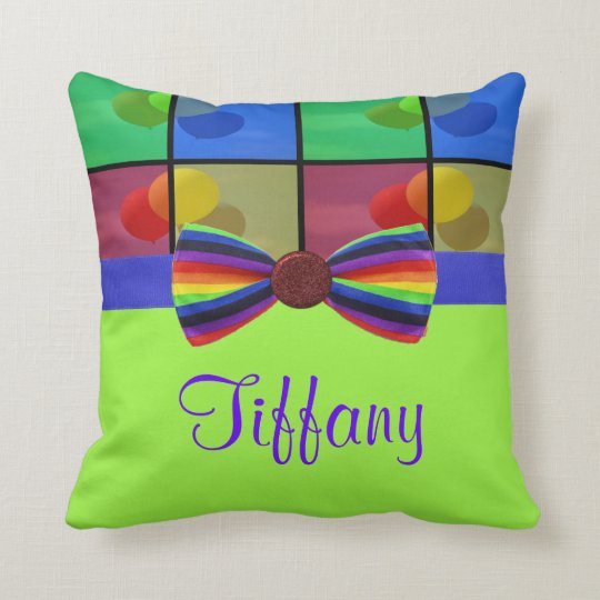 Rainbow Balloon Birthday Celebration Throw Pillow