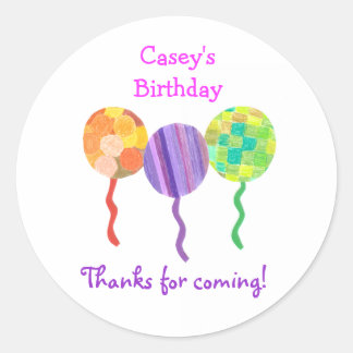 Rainbow balloon birthday favor label