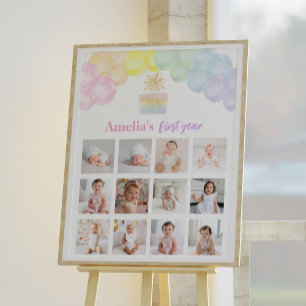 Rainbow Balloon Birthday Photo Milestone Sign