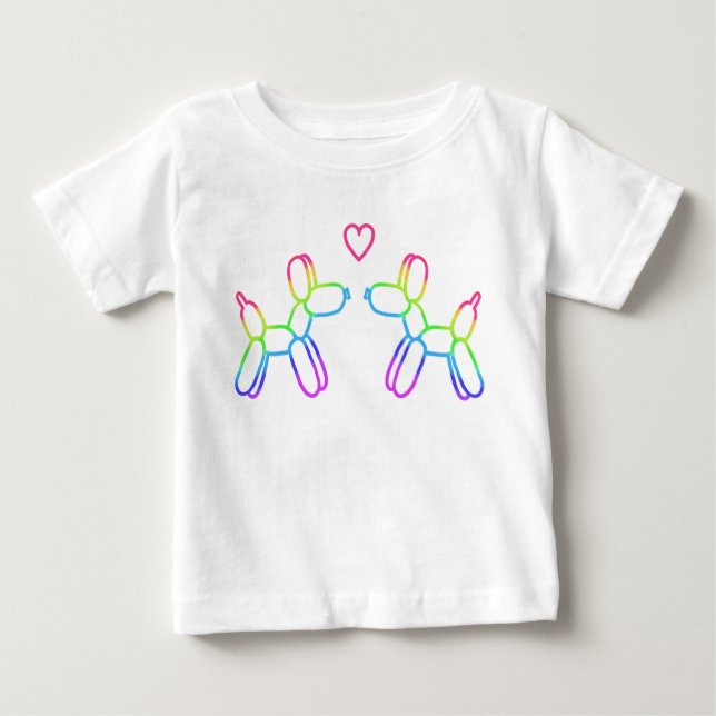 Rainbow Balloon Dogs in Love Baby T-Shirt (Front)