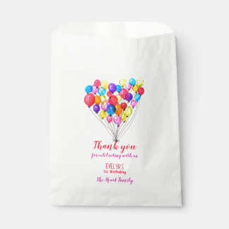 Rainbow BALLOON Girl 1st Birthday Pink Thank You Favor Bag